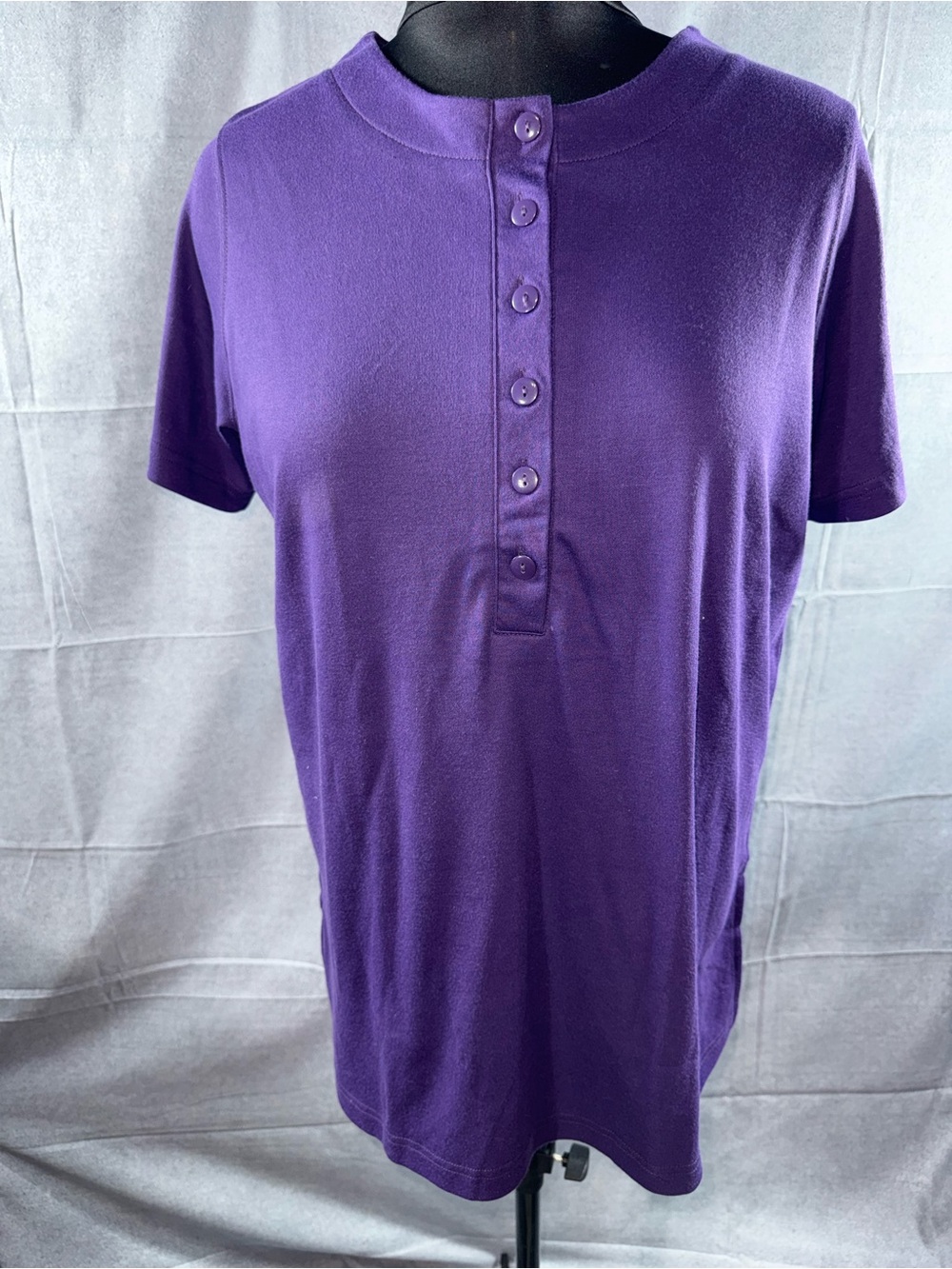 2820-Only Necessities Purple Short Sleeve Henley Tee